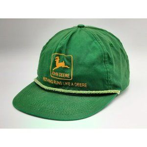 Vintage John Deere Snapback Hat Green Adjustable. "Nothing Runs Like A Deere"